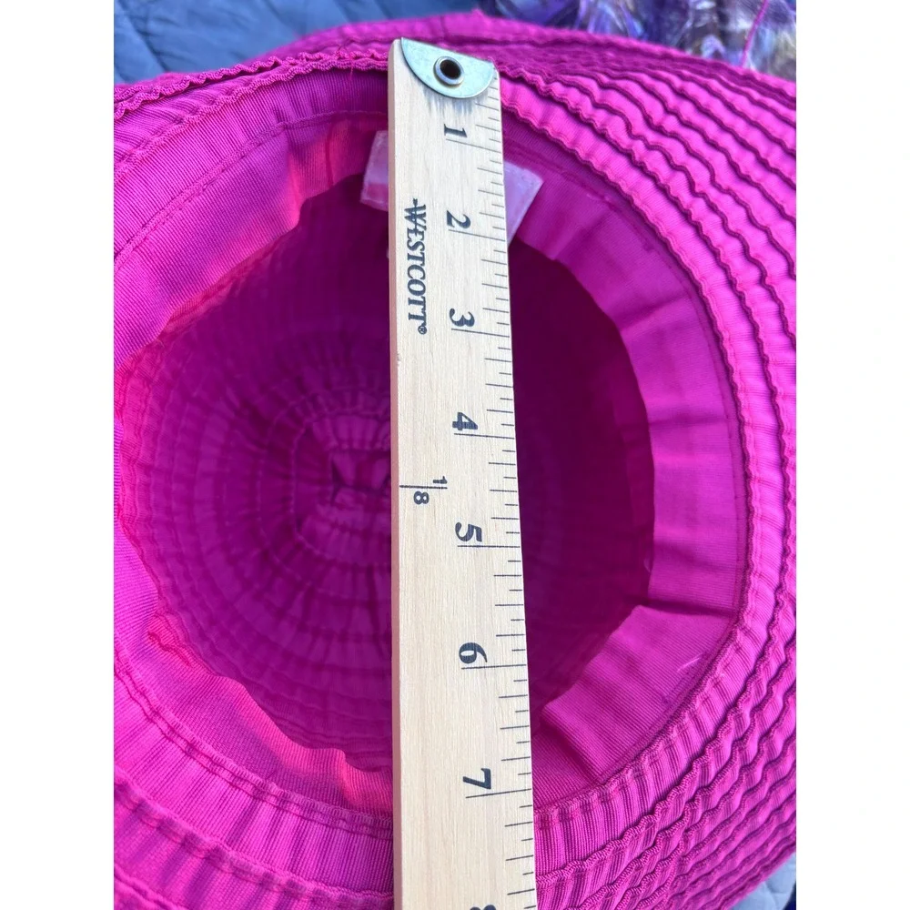 Wide Brim Grosgrain‎ Sun Hat Scala Fuchsia Pink Peacock Scarf